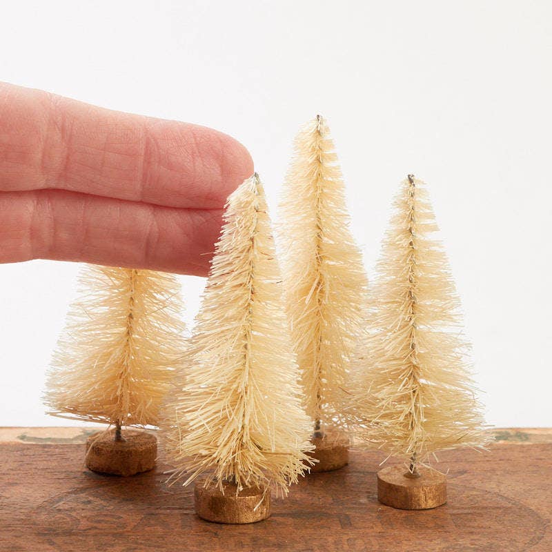 Factory Direct Craft - Wholesale Artificial Christmas Tree - 3" Cream Bottle Brush Trees (Pack of 4)1