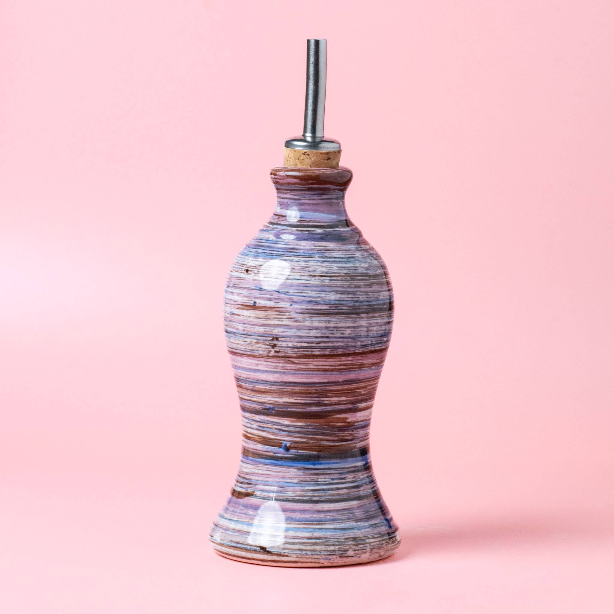 Alfar Tierra Cocida - Wholesale Oil/Vinegar Dispenser - Vintage Ceramic Olive Oil Bottle /300 ml/Pink LAVENDER2