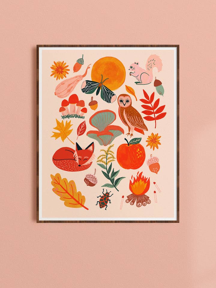 Favorite Fall Things - Autumn Art Print for wholesale by Dream Folk Studio