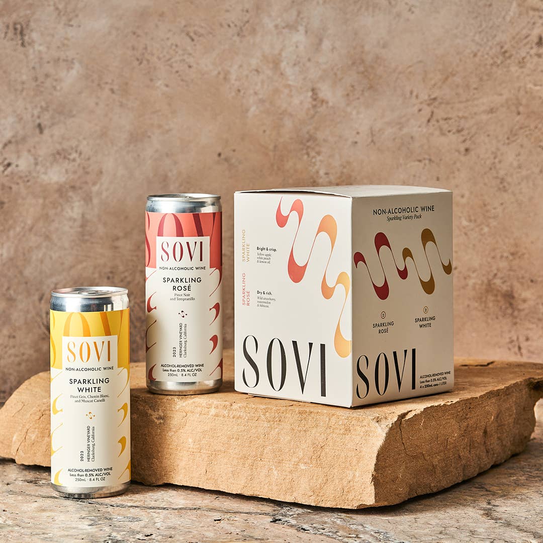 Sovi Wine Co. - Wholesale Non-Alcoholic Spirits/Wine/Beer - Sparkling Variety - 4-Pack Cans - Non-Alcoholic Wine2