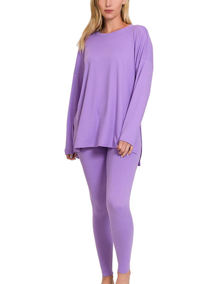 1223 Gebürstetes Dty Mikrofaser-Loungewear 2-teiliges Set SI-23572 für den Großhandel von 42POPS