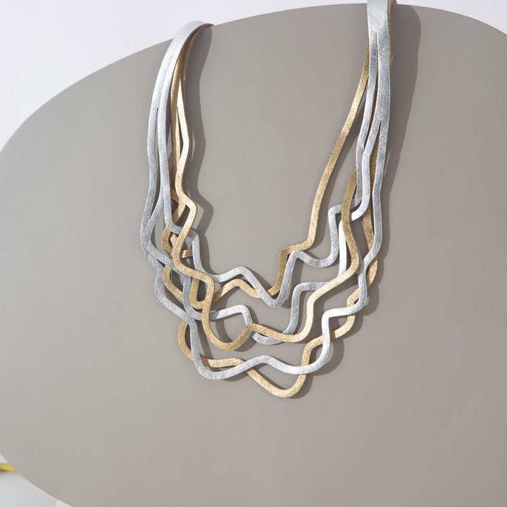 Curves Duo Necklace - Silver / Gold for wholesale on Faire