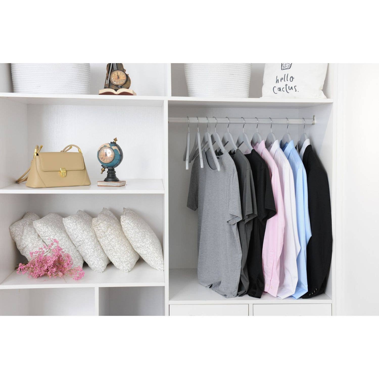 Quality Hangers – Großhandel Kleiderbügel – W061 Halb gebogene Holz-Kleiderbügel, 17,5 „Hellgrau - 804