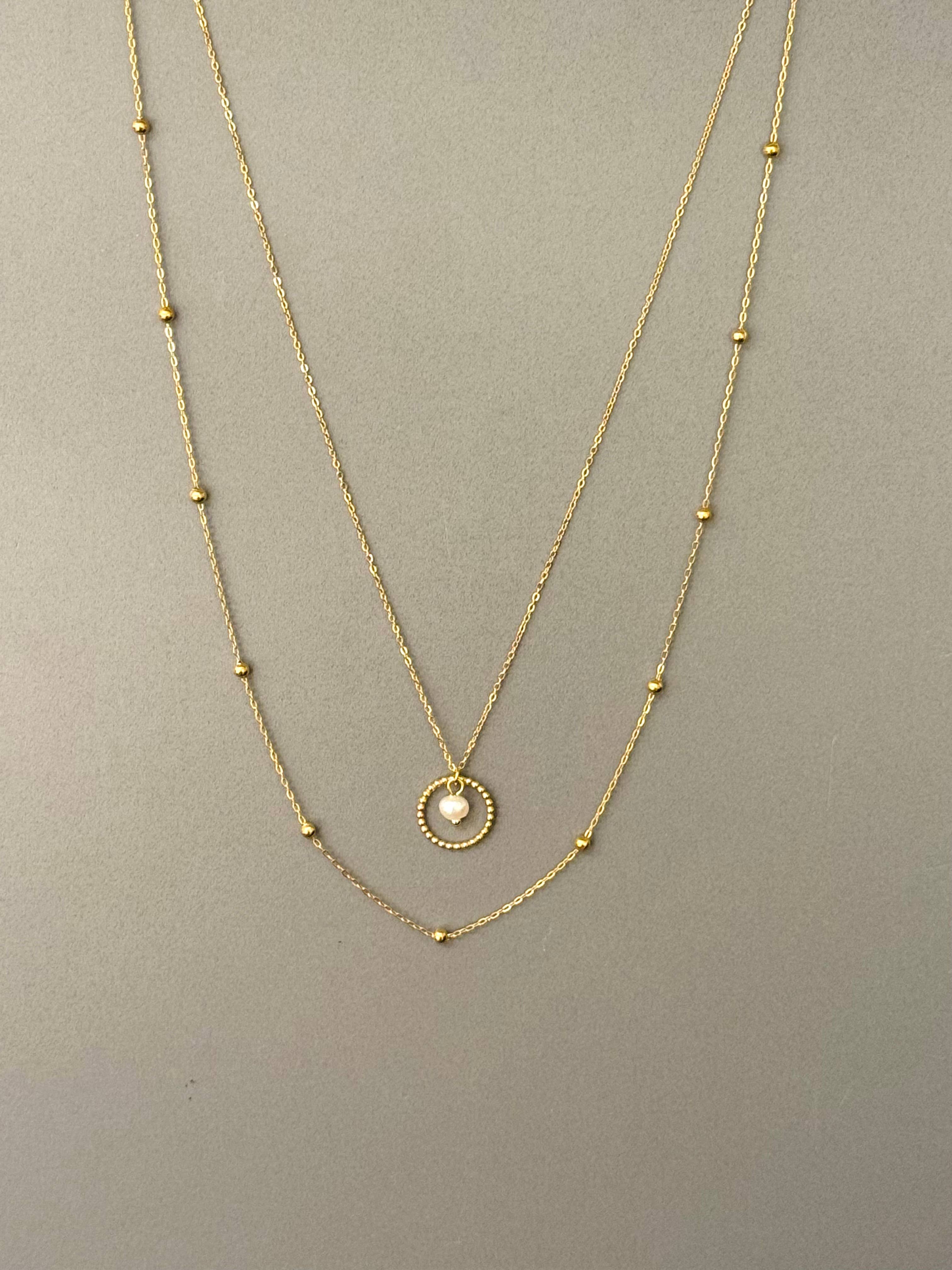 Cassette Barcelona - Wholesale Pendant/Charm Necklace - Anri Double Layered Bohem Necklace w Mineral Stones