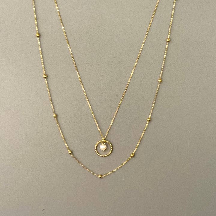 Cassette Barcelona - Wholesale Pendant/Charm Necklace - Anri Double Layered Bohem Necklace w Mineral Stones 0