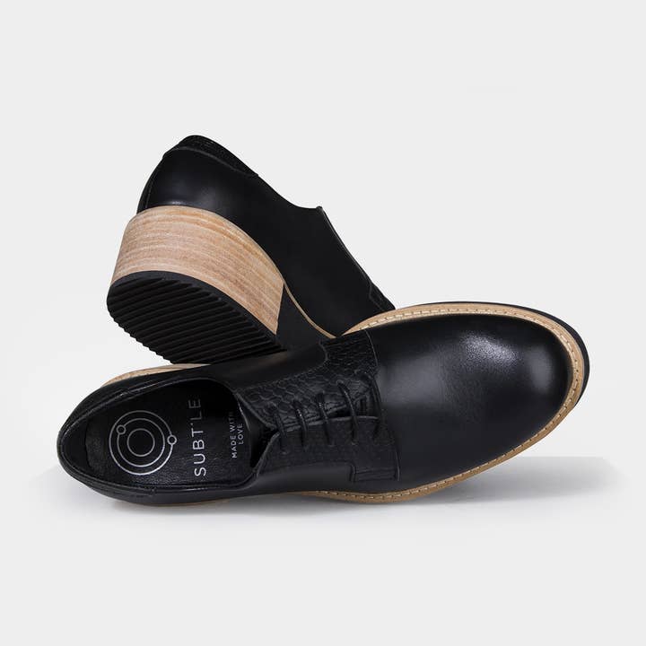 Alpha High Wedge Brogues - Black for wholesale by subtle