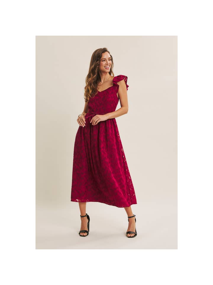 in february – Großhandel Kleid – Damen – MIT REICHER TEXTUR SAMT TAILLEN JACQUARD MIDI KLEID7