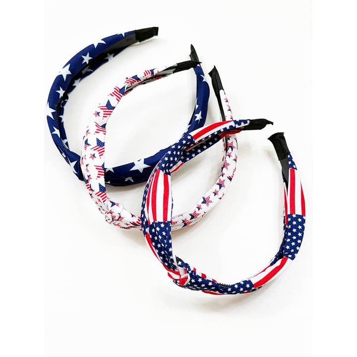 MIX COLOR USA Flag American Patriotic Twisted Headband for wholesale on Faire