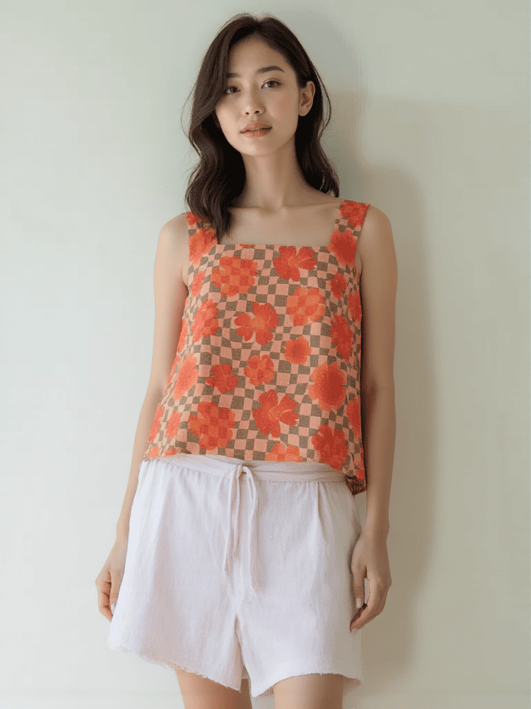 Ariastop.com corporation - Wholesale Lounge Set - Women's - Orange Cotton Jute Floral Co-Ord Set for Women11