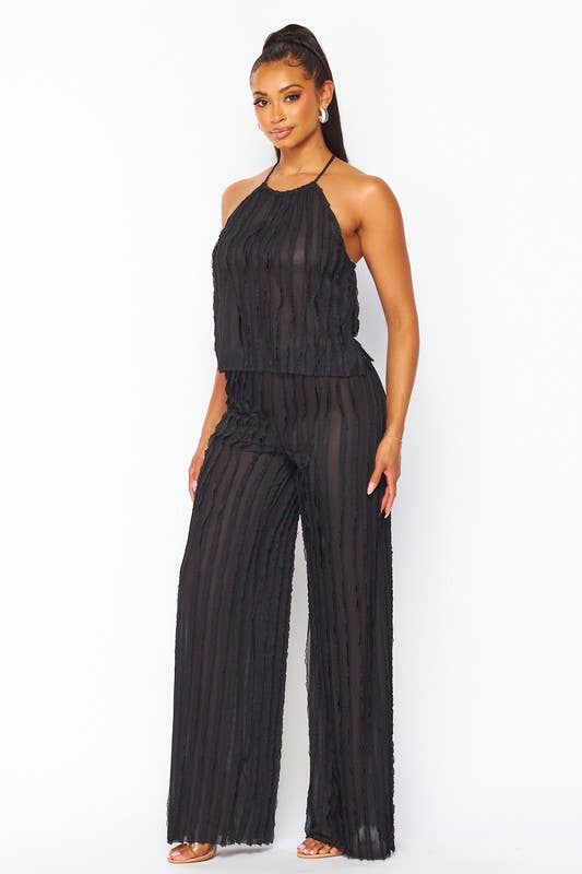 5besties inc - Wholesale Top & Pant Set (NOT Loungewear) - Women's - Halter Neck Ruffle Top and Pants Set1