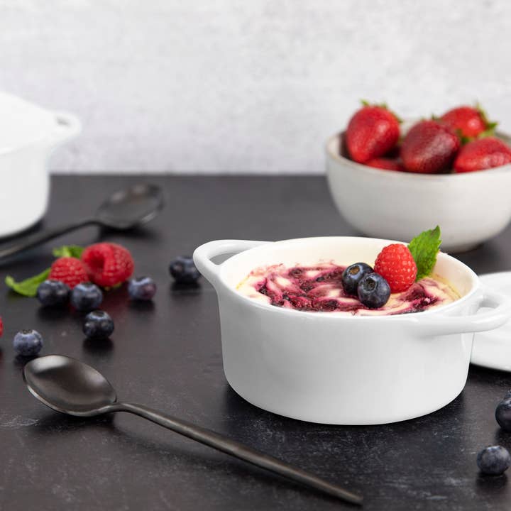 Kook - Wholesale Baking Dish - Kook Mini Casserole Dishes & Lids, Ceramic, 12 oz, Set of 422