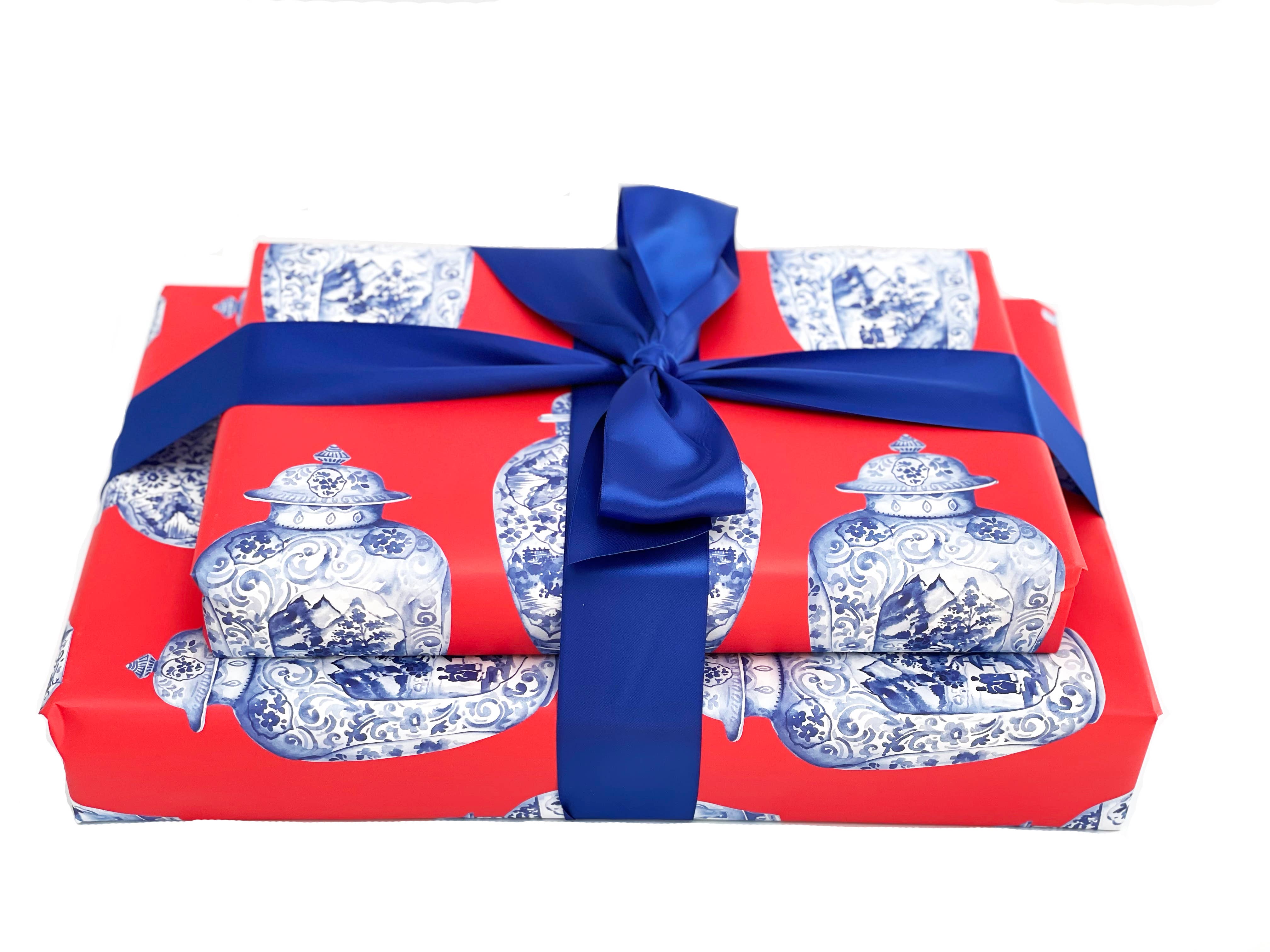 JOSIL Paperie & Gift – wholesale Wrapping paper roll – Red Ginger Jar Gift Wrap – Blue & White Chinoiserie Paper2