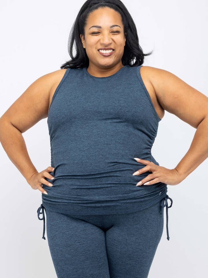 SuperSoft Cinch Tank - Heather Navy for wholesale by Superfit Hero