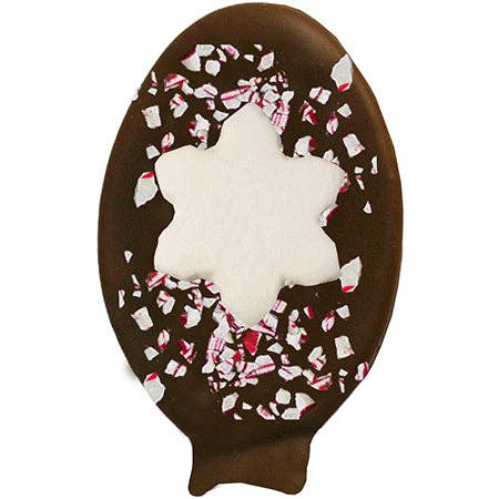 Cuillère enrobée de chocolat à la guimauve flocon de neige à la menthe poivrée pour la vente par Melville Candy Company