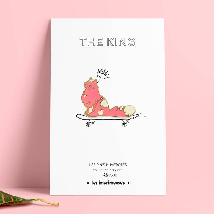 Speld - Roze kat - The King - door Club Megh voor wholesale door LES IMPRIMEUSES
