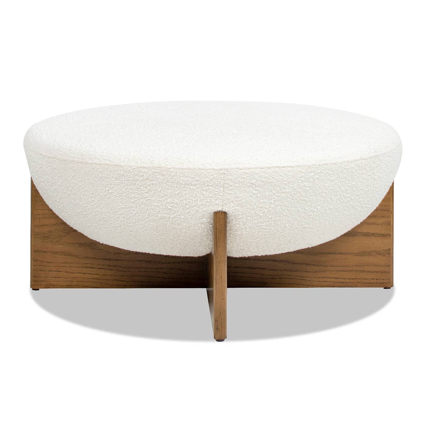 Jennifer Taylor Home - Wholesale Ottoman - Bali 18.5" Round Upholstered Ottoman with Natural Wood Base1