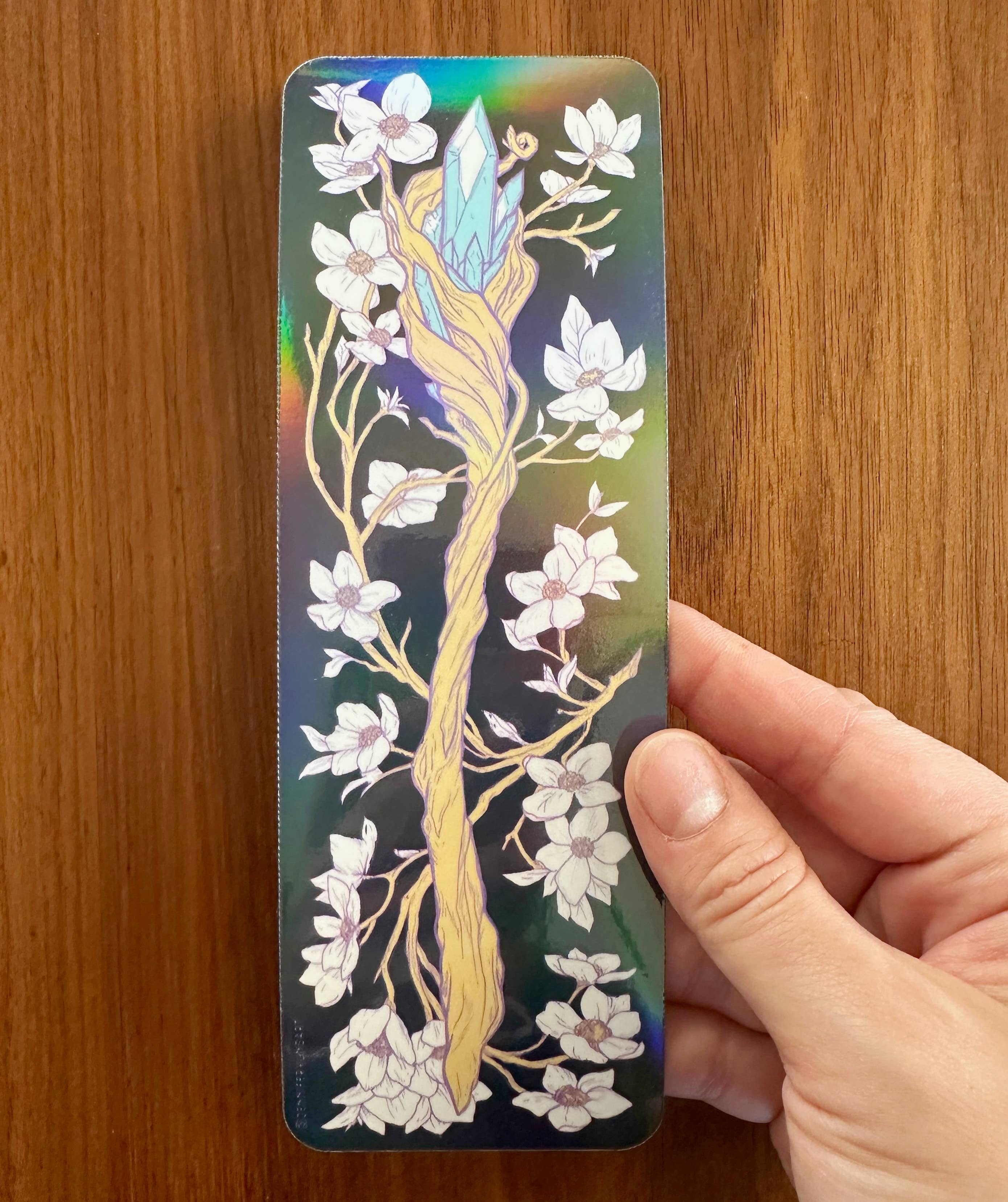 Jennifer Yung Art - Wholesale Bookmark - Fantasy Mystical Sword Wand Botanical Holographic Bookmark 3