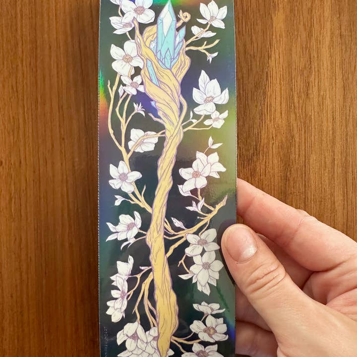 Jennifer Yung Art - Wholesale Bookmark - Fantasy Mystical Sword Wand Botanical Holographic Bookmark 3
