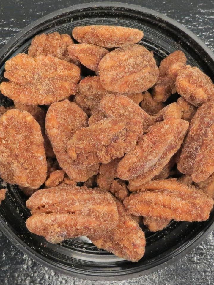 Bourbon Praline Pecans for wholesale by Craizy Daisy’s Gourmet Popcorn