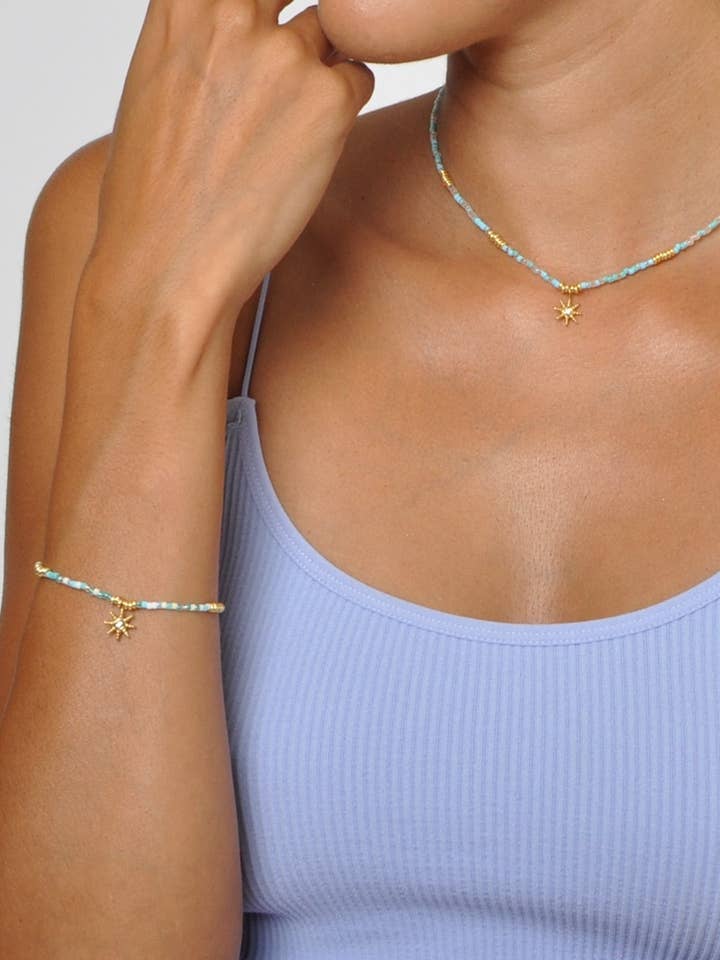 Stainless Steel Bracelet With North Star Pendant for wholesale by Victoria Moda