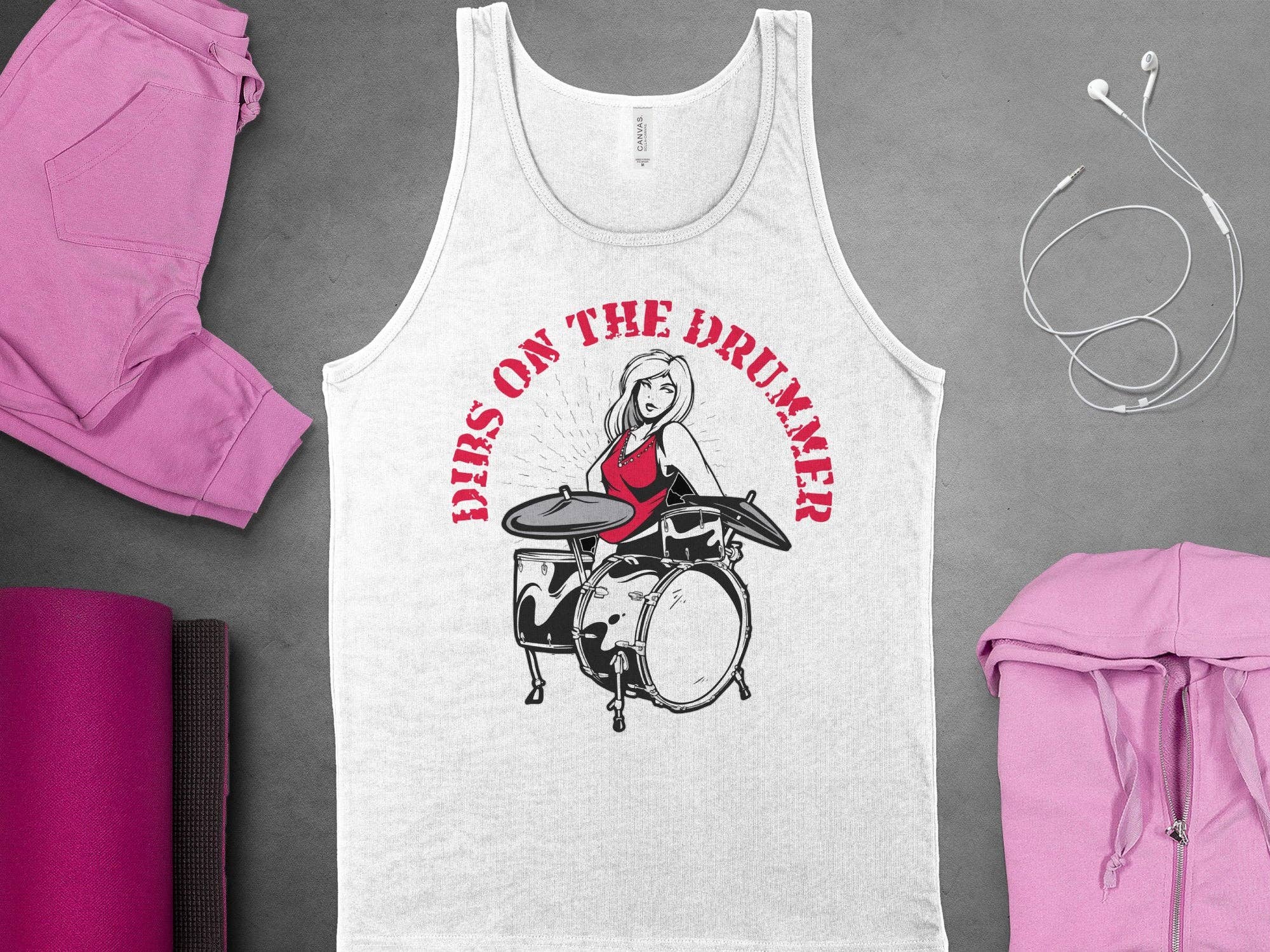 FreakyTeeFactory – Großhandel T-Shirt mit Siebdruck – Damen – Schlagzeuger-T-Shirt, Damen-Rockband-T-Shirt, Hemd für weibliche Schlagzeuger, lässiges Schlagzeug-Grafiktop, Geschenk für Musikliebhaber19