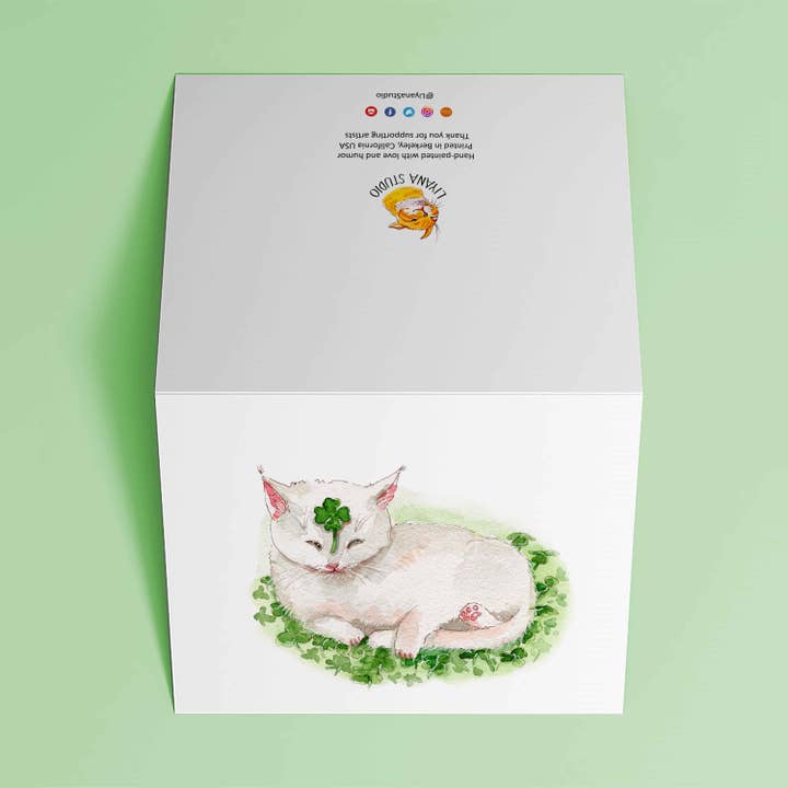 Liyana Studio - Wholesale St. Patrick's Day Card - Lucky Clover Cat Shamrock - Saint Patrick's Day Card6