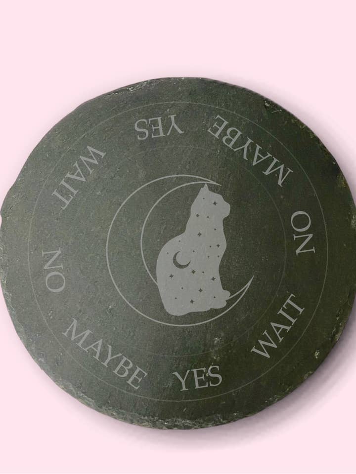 7" Cat + Moon Slate indgraveret pendulbræt+køkkenbordplade for engroshandel hos Three Witches Tea Shop