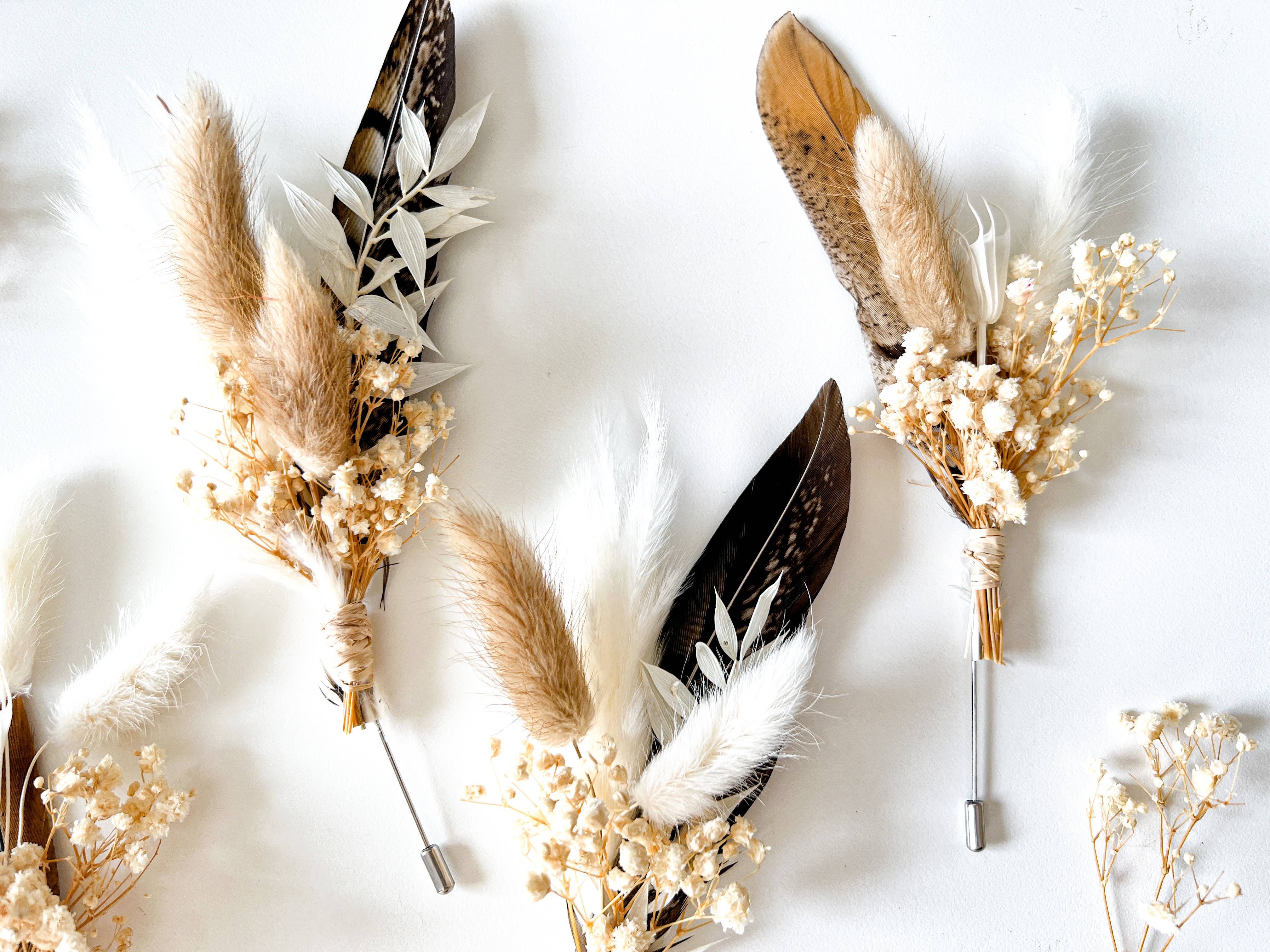 Withered Whimsy - Wholesale Dried/Pressed Flowers - Neutral Boho Wedding Boutonniere - "The Jasper"1
