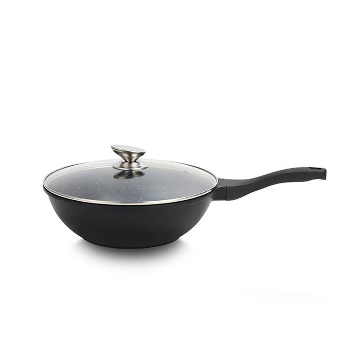 Gjuten Aluminium Wok med lock 28CM för wholesale av Swiss Pro+