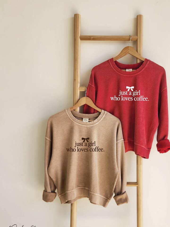 JUST A GIRL WHO LOVES Cropped Thermal Vintage Pullover for wholesale by OAT COLLECTIVE