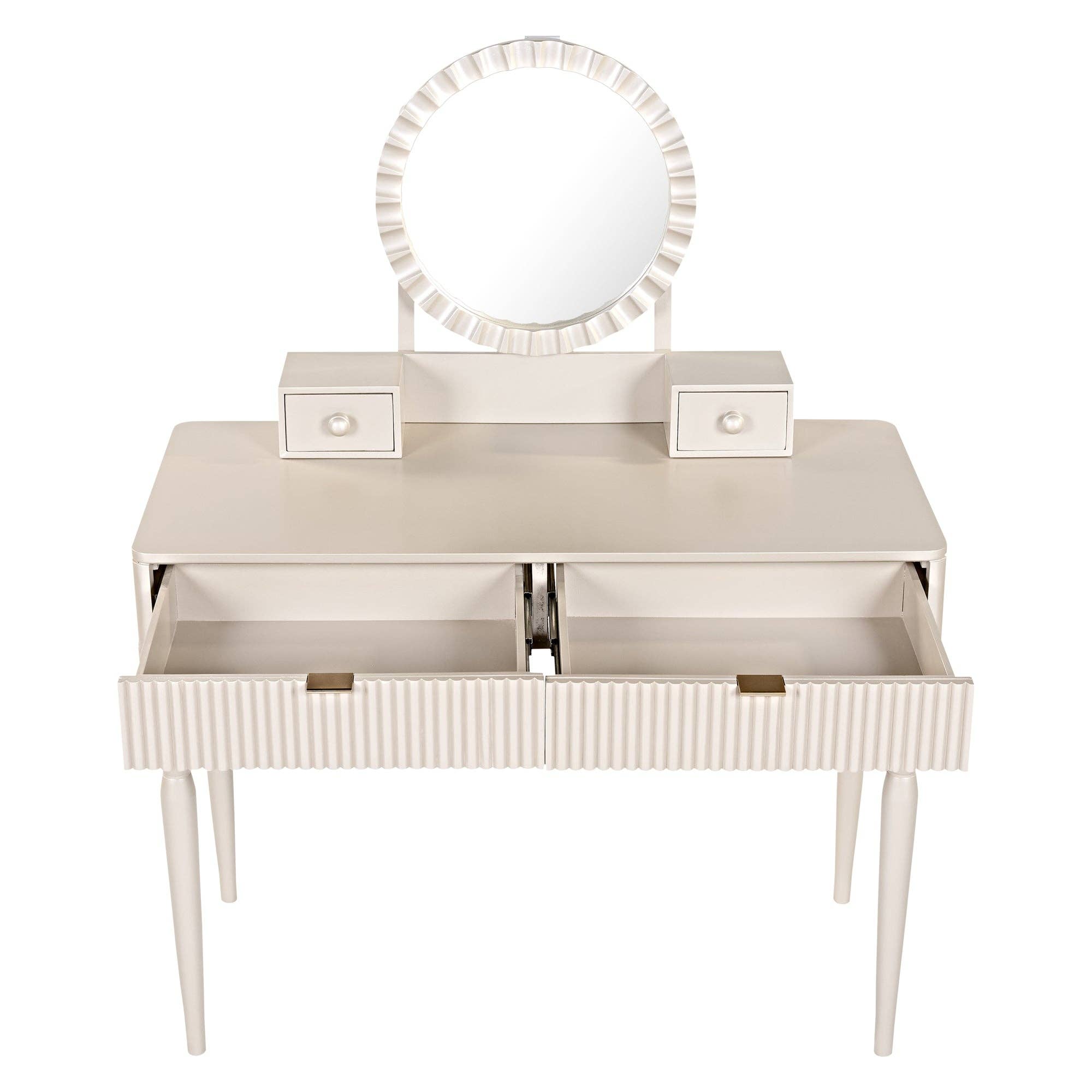 39F Inc. - Wholesale Vanity Mirror - Champagne Vanity Desk with Mirror & Stool, 4 Drawers9