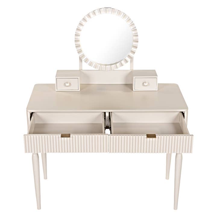 39F Inc. - Wholesale Vanity Mirror - Champagne Vanity Desk with Mirror & Stool, 4 Drawers9