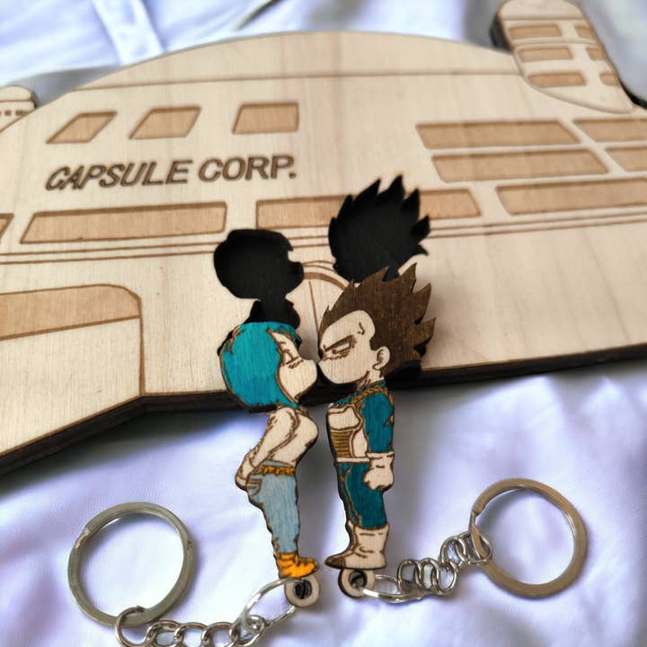 Studio Rima – wholesale Keychain – Unisex – Vegeta & Bulma Capsule Corp Keychain Wall Mounted Key Holder