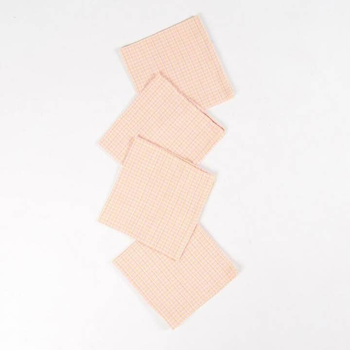 Pastel Peach Handloom Napkins (Set of 4) for wholesale by IndieRoots