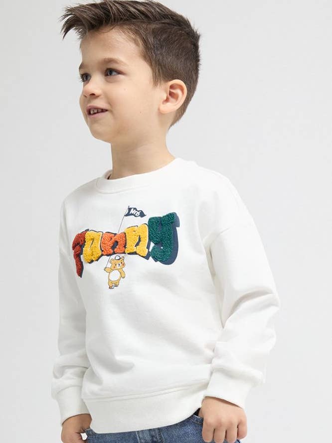 Terry cloth sweatshirt for boys with dropped long sleeves JBI65223 for wholesale by Newness Kids