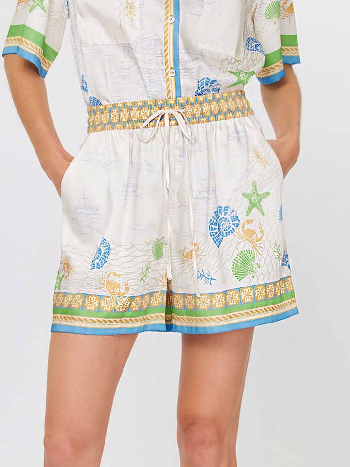 Shorts med kystprint og kant for engroshandel hos Current Air