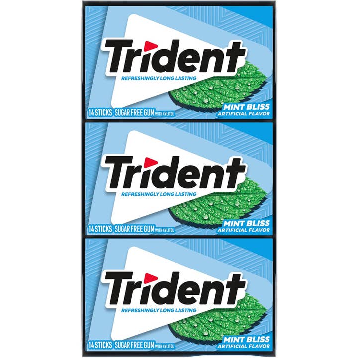 Snacky Candy - Wholesale Chewing Gum - Trident Mint Bliss 14 pc 12 pack1