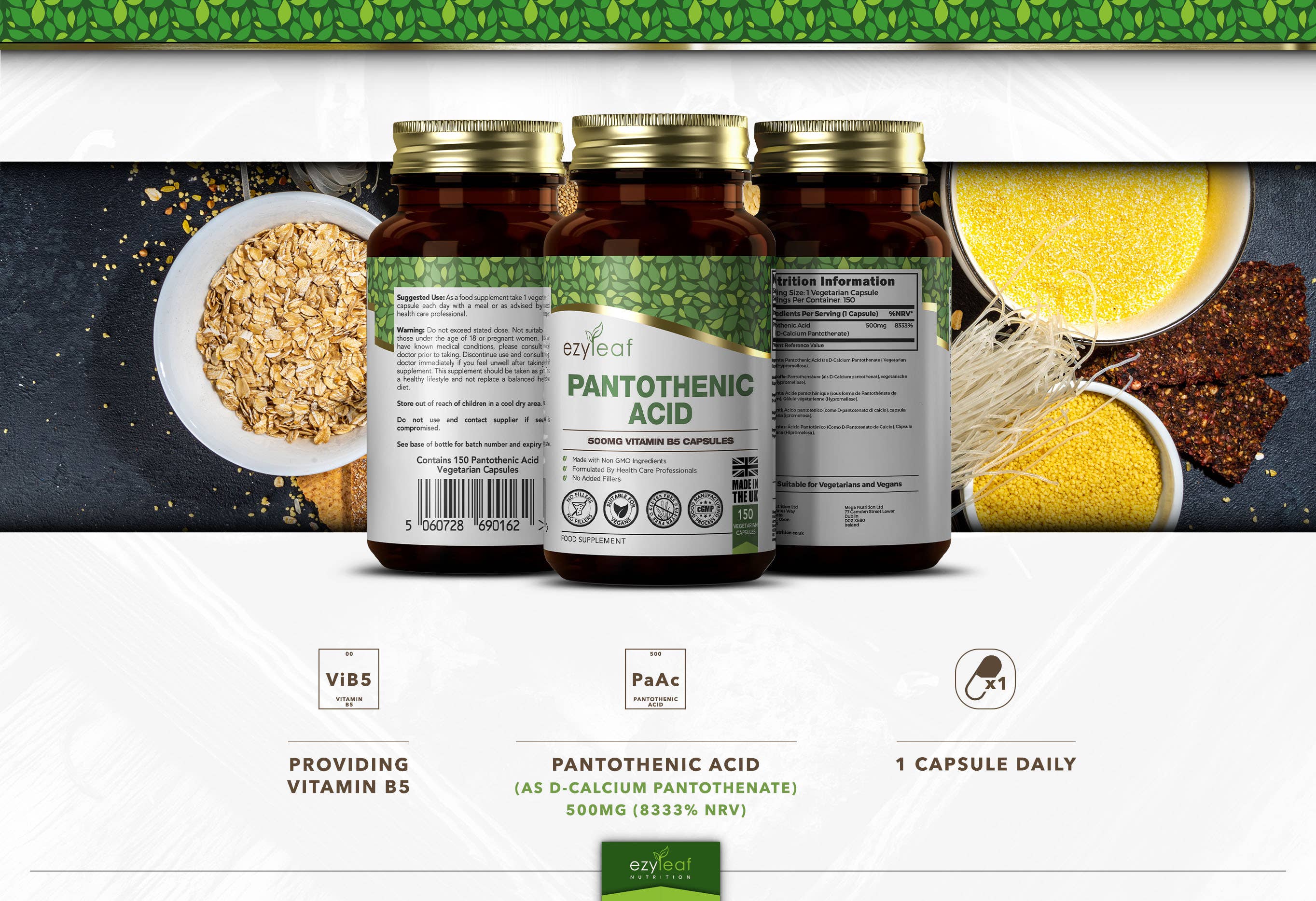 Focus Supplements – wholesale Oral supplement/vitamin – Pantothenic Acid 500mg 150 Capsules7