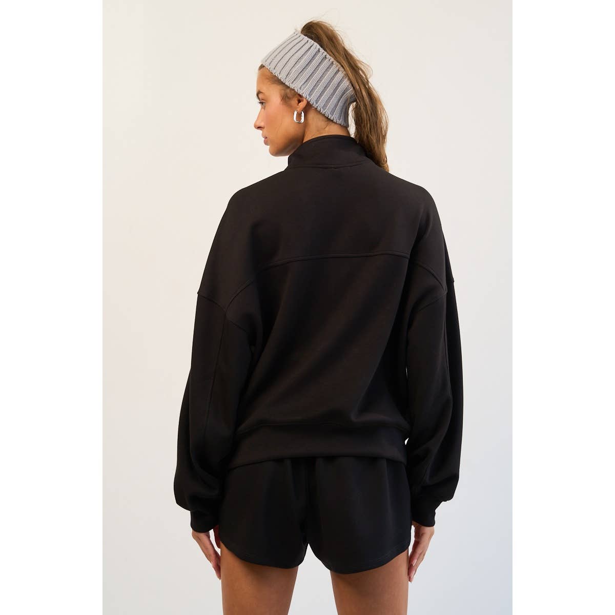 The GREii - Wholesale Sweatshirt - Women's - Mock Neck Half Zip Up Sweatshirt4
