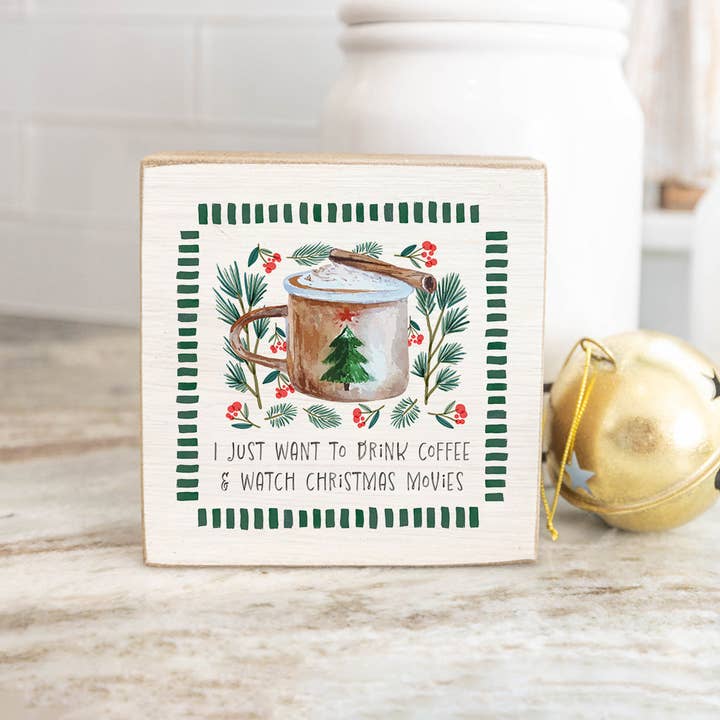 Rustic Marlin - Wholesale Sign - I Just Want To Drink Coffee Square Block1