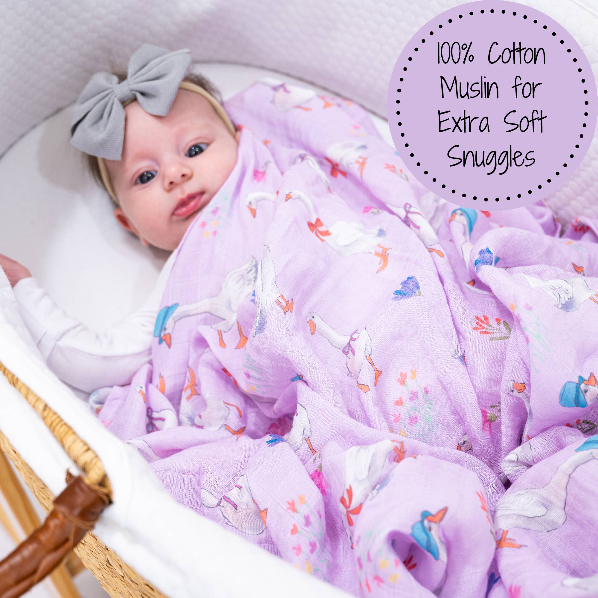 LollyBanks – wholesale Swaddle – Baby – Cute Goose Baby 100% Cotton Muslin Swaddle Blanket3