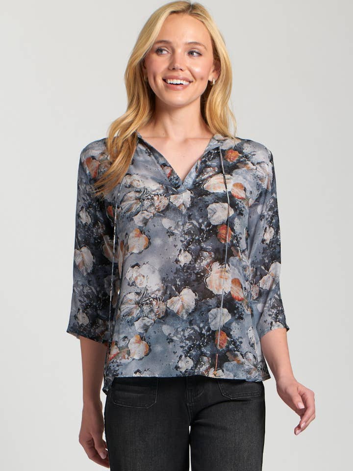 V-Neck With Tassel - Silver Grey for wholesale by APNY