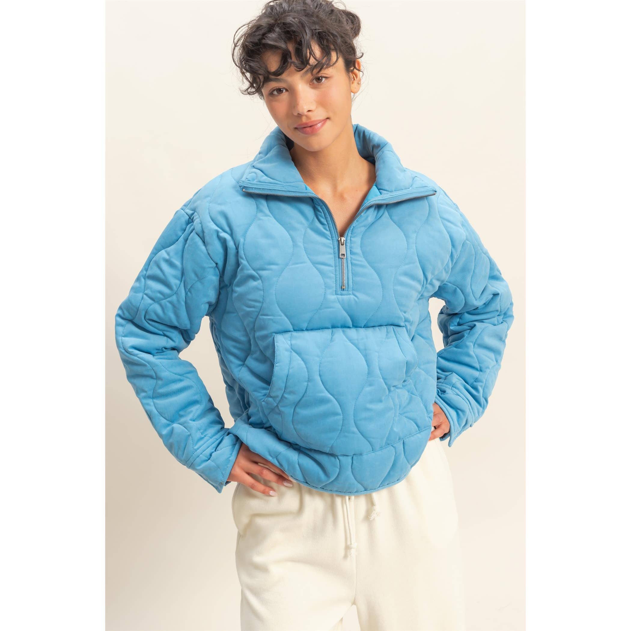 HYFVE - Vendita all'ingrosso Giacca - Donna - Pullover trapuntato a collo alto con mezza zip0