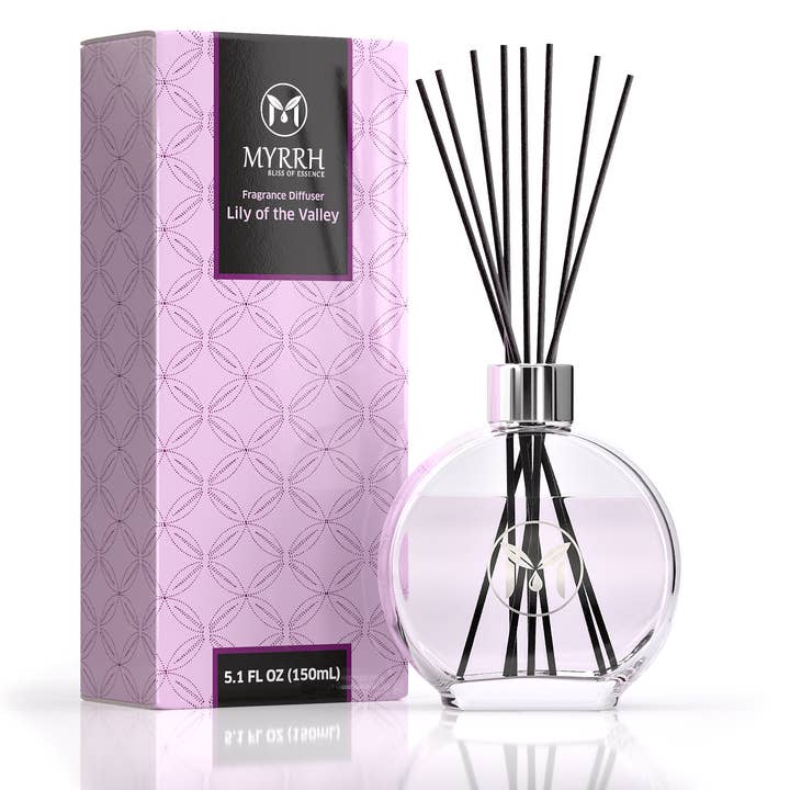 MyrrhUSA – Großhandel Reed-Diffusor – Lilly of the Valley Reed Diffusor-Set mit 8 Rattanstäben2