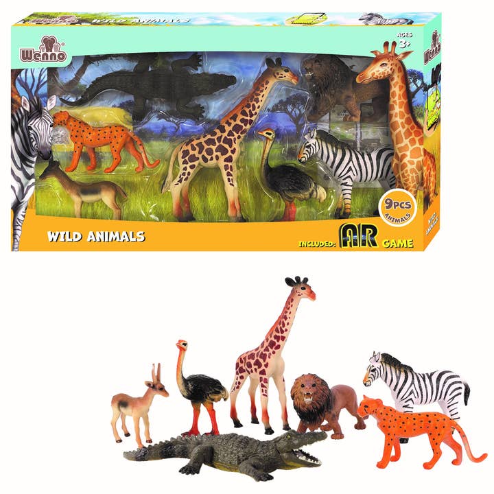 Wenno – Großhandel Spielzeugset – Kinder – 7 Stück Wildtier im Fensterkasten