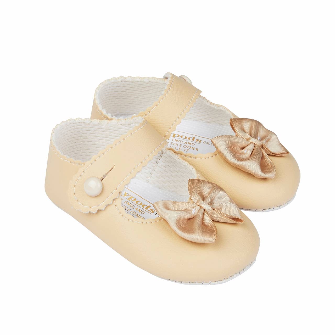 Early Days & Baypods - Wholesale Wiegenschoentjes - Baby - B604 zachte leren loopschoentjes voor meisjes met strik en knoopsluiting9