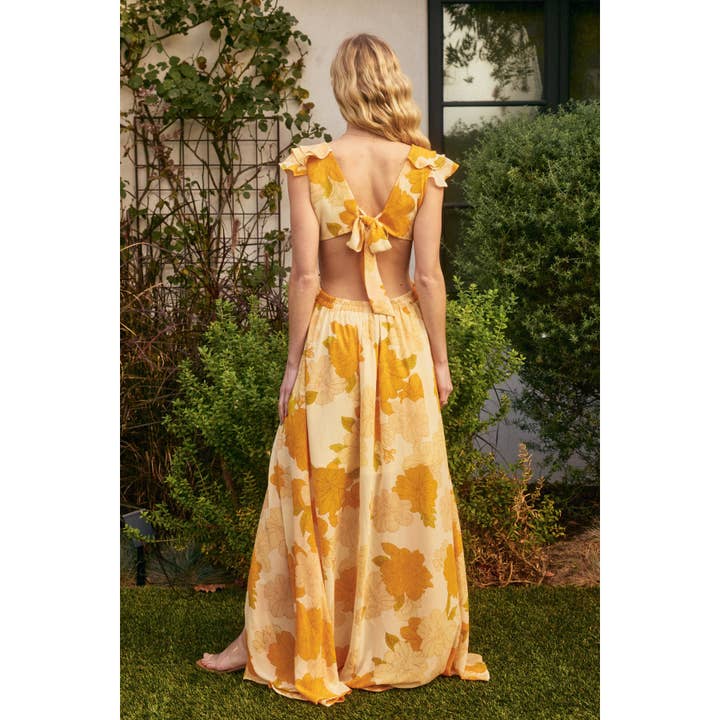 MANGO BLOSSOM Hugs And Kisses Cutout Frilly Maxi Dress for wholesale on Faire2