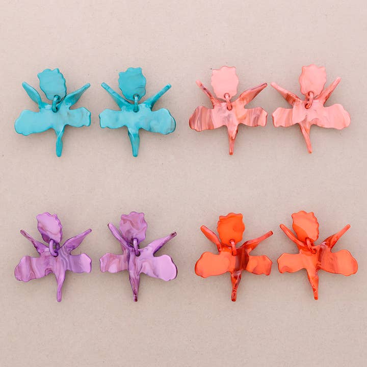 La Cuerda De Sol - Wholesale Snap Jewelry - Resin Flower Earrings