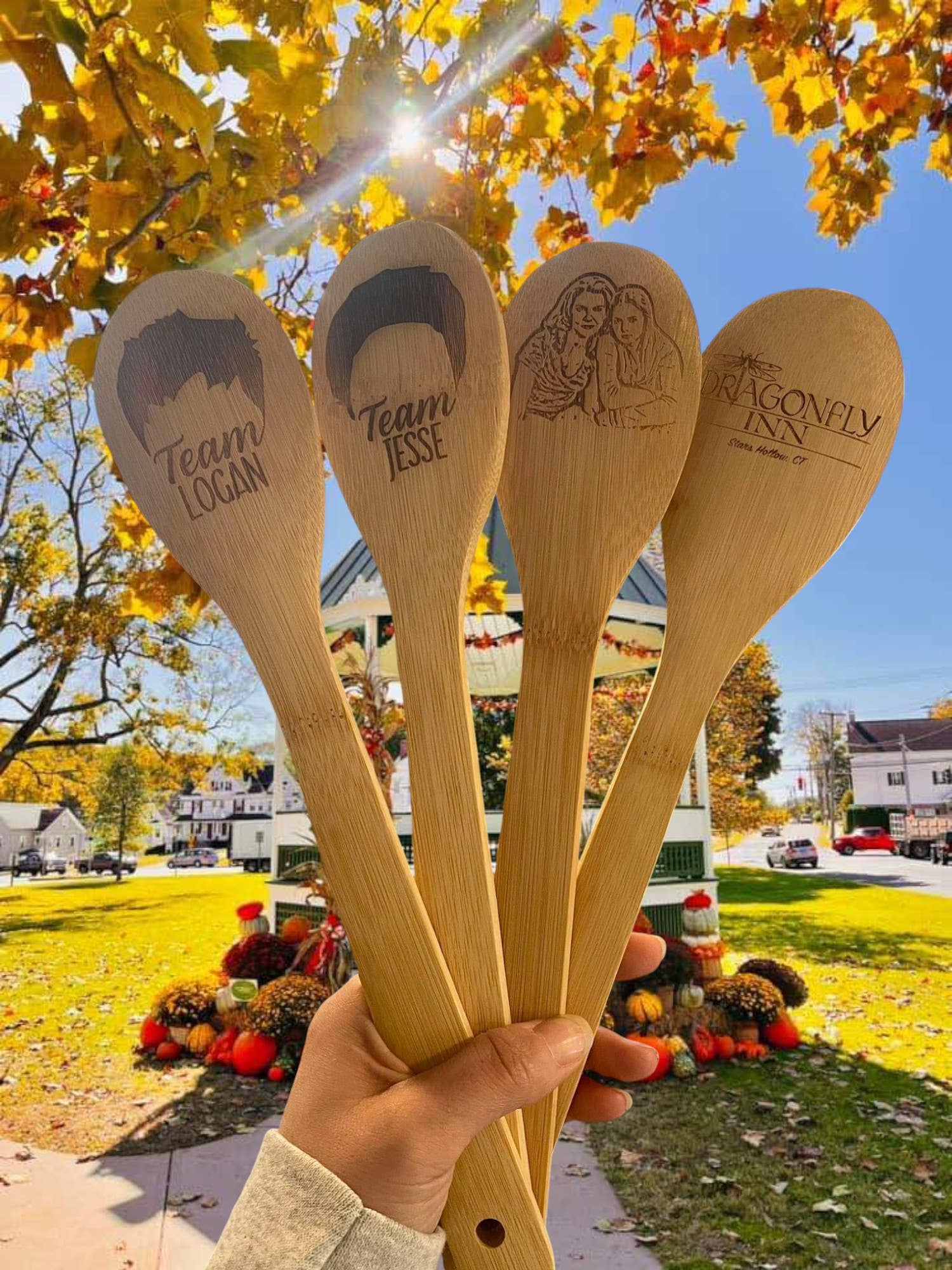 Lasting Impressions CT - Wholesale Kitchen Spoon - Gilmore Girls Set 4 Wooden Kitchen Utensil Mixing Spoons