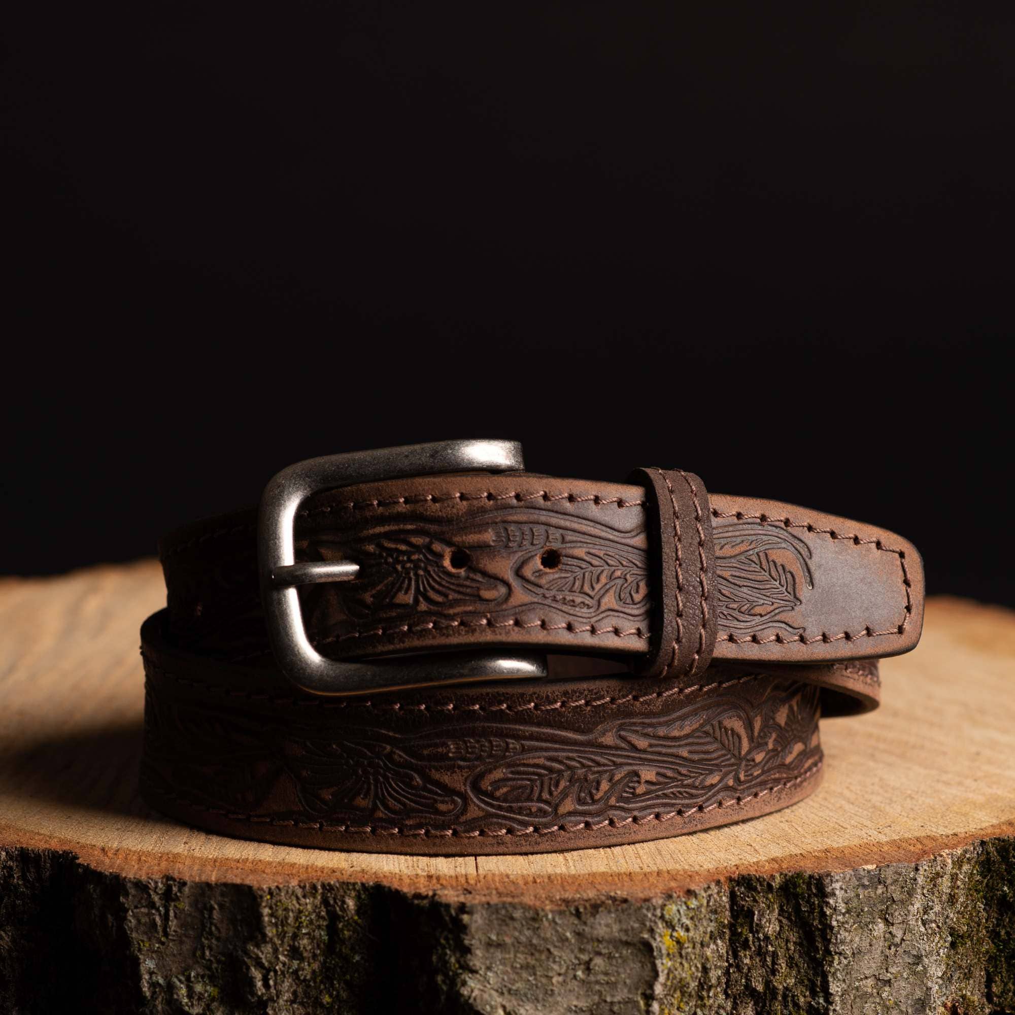 NAB LEATHER - Wholesale Belt - Unisex - Brown Artistic 100% Full Grain Leather Belt4